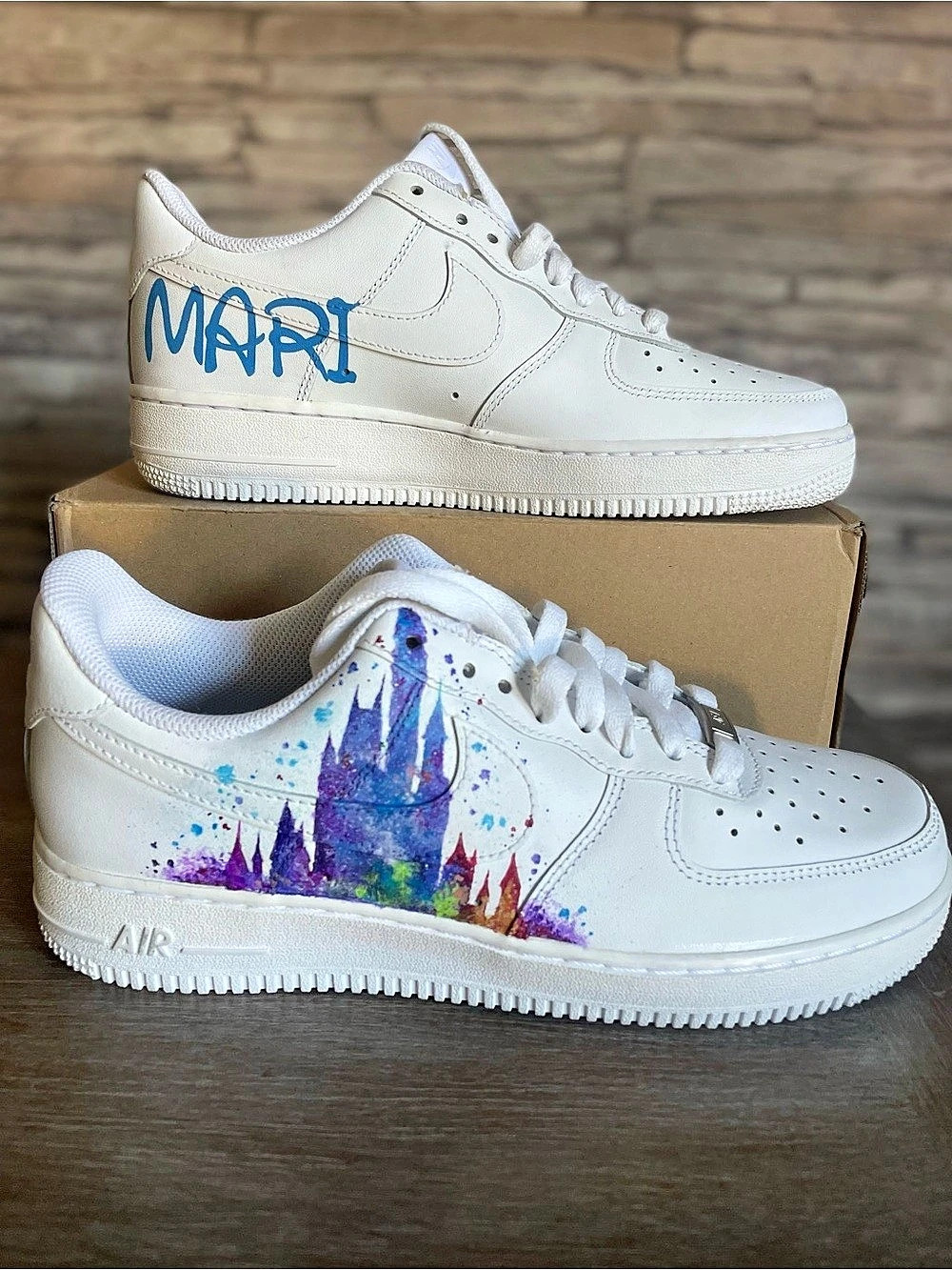 Nike Air Force 1 '07 Custom Disney ¨Mari¨ Sneakers White & Blue